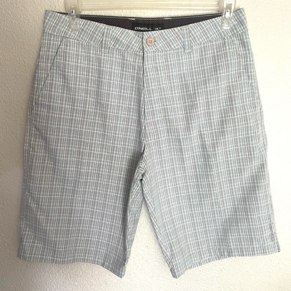 ONEILL thin stripe plaid flat front shorts multicolor gray size 32